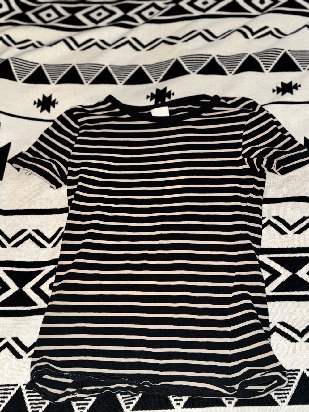 Classic Black & White Striped Crew Neck T-Shirt